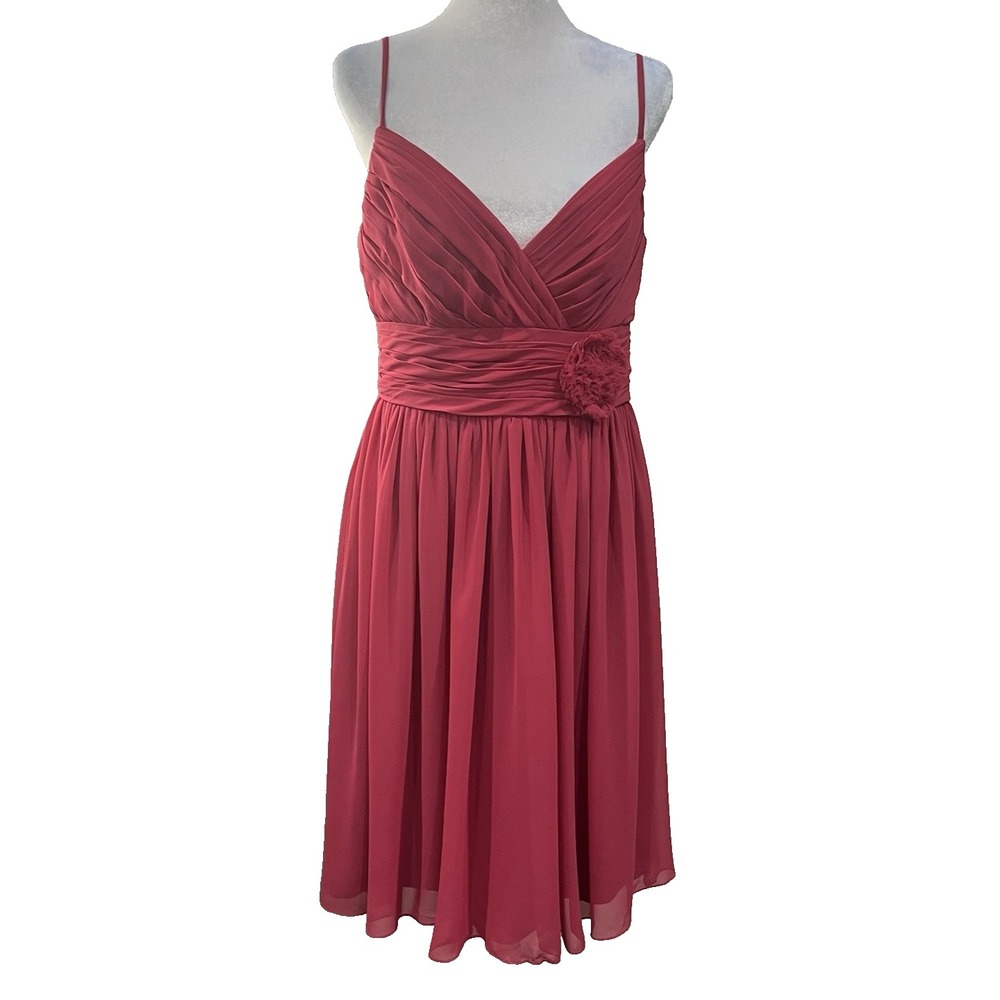 Monique Lhuillier Bridesmaids Fuchsia Pleated Strappy Fit & Flare Dress Size 10